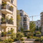 Immeubles résidentiels et chantier de rénovation — illustration générée par IA