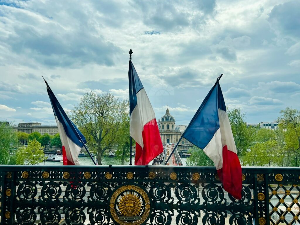 Drapeaux français à Paris, illustration d’une actualité politique nationale.